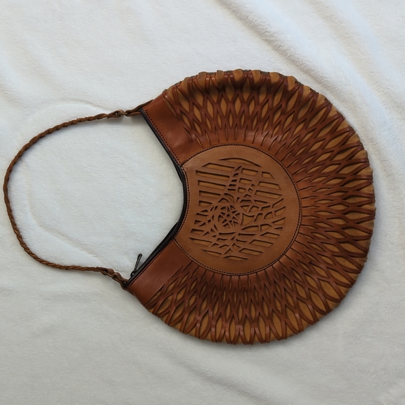 No brand Bags Vintage Boho Style Leather Handbag With Cool Cutouts